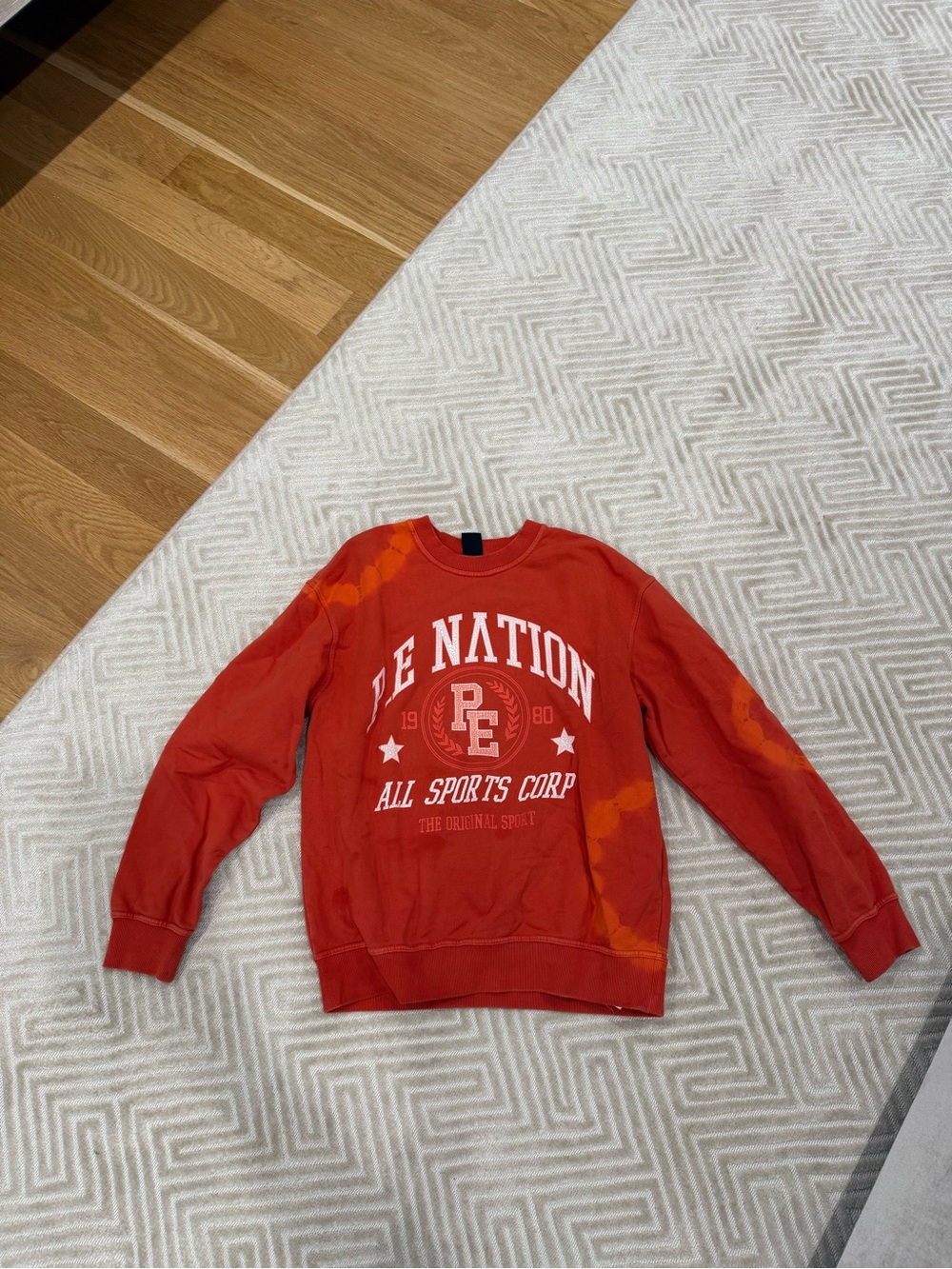 P.E Nation Orange-Red Crewneck Sweatshirt with Front Logo